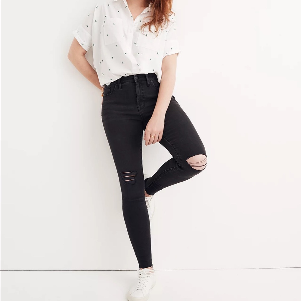 Madewell 9" High- Rise Skinny Jeans in Black Sea
